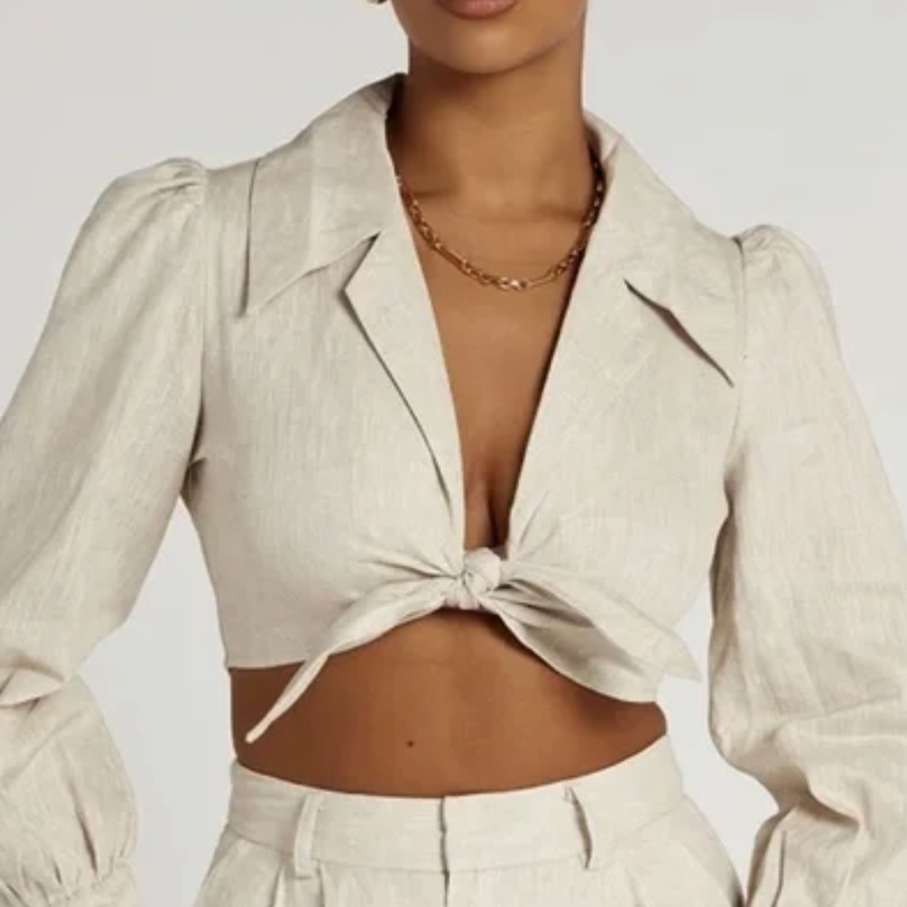 Zara cropped shirt with bow